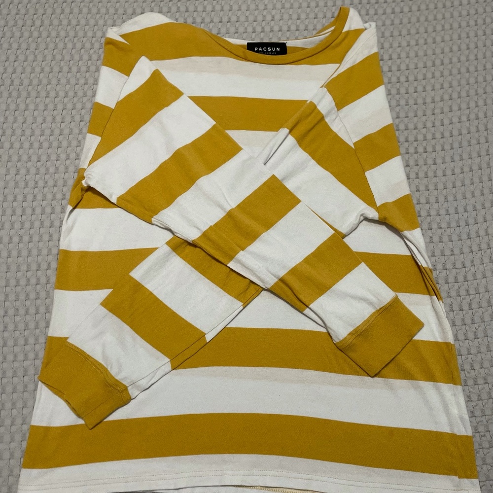 stripped yellow long sleeve shirt